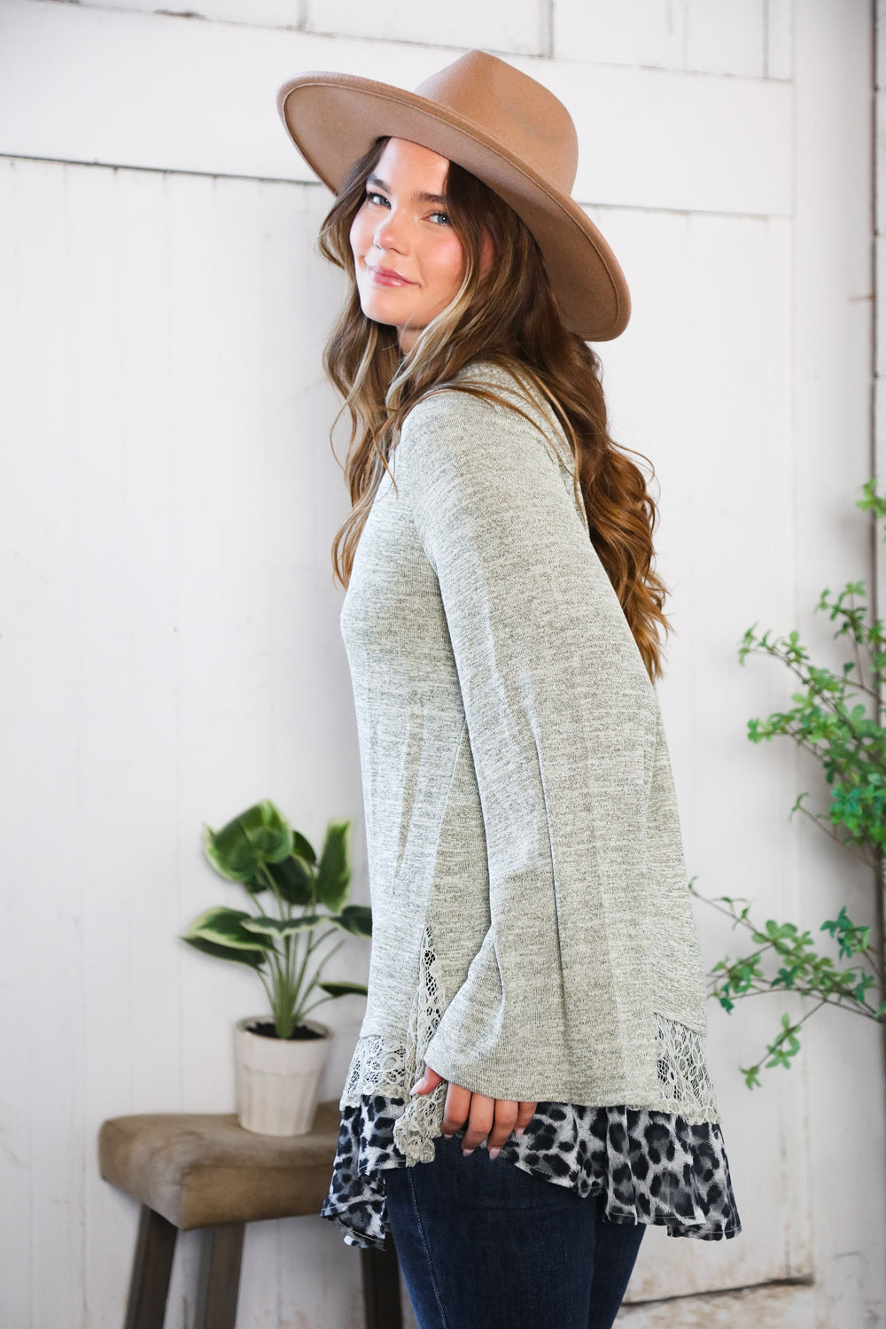 For the Love of Lace Leopard Trim Sweater - Charming Charlie