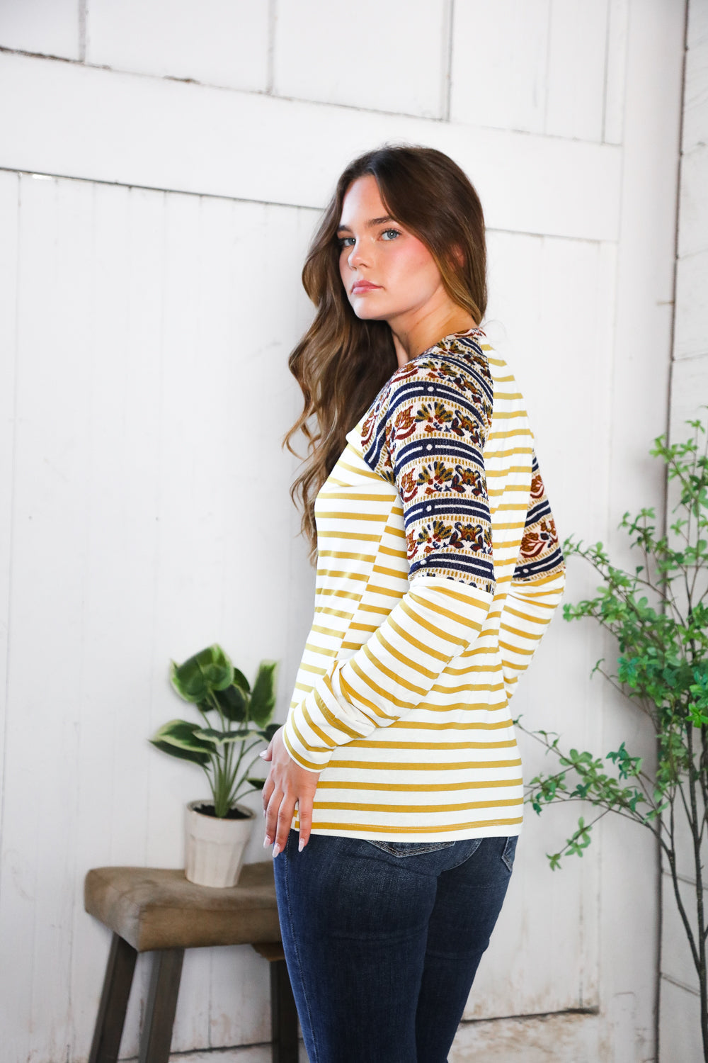 Stripes for Days Vintage Floral Raglan - Charming Charlie