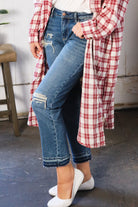 JUDY BLUE Boyfriend Fit Rip Denim Jeans - Charming Charlie