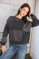 Lazy Daisies Charcoal Pullover - Charming Charlie