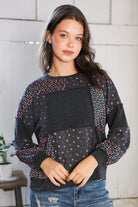 Lazy Daisies Charcoal Pullover - Charming Charlie