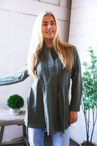 Read Between the Lines Olive Button Cotton Tunic - Charming Charlie