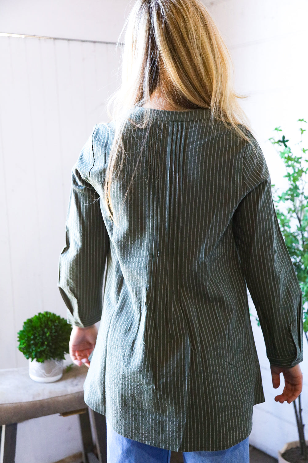 Read Between the Lines Olive Button Cotton Tunic - Charming Charlie