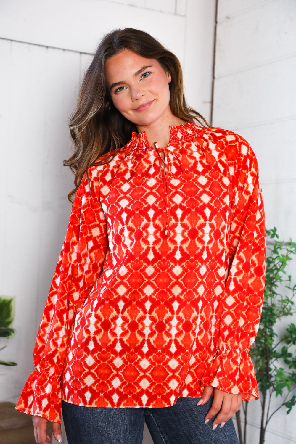 Red Hot Ruffles Woven Blouse - Charming Charlie