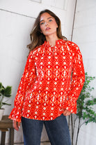 Red Hot Ruffles Woven Blouse - Charming Charlie