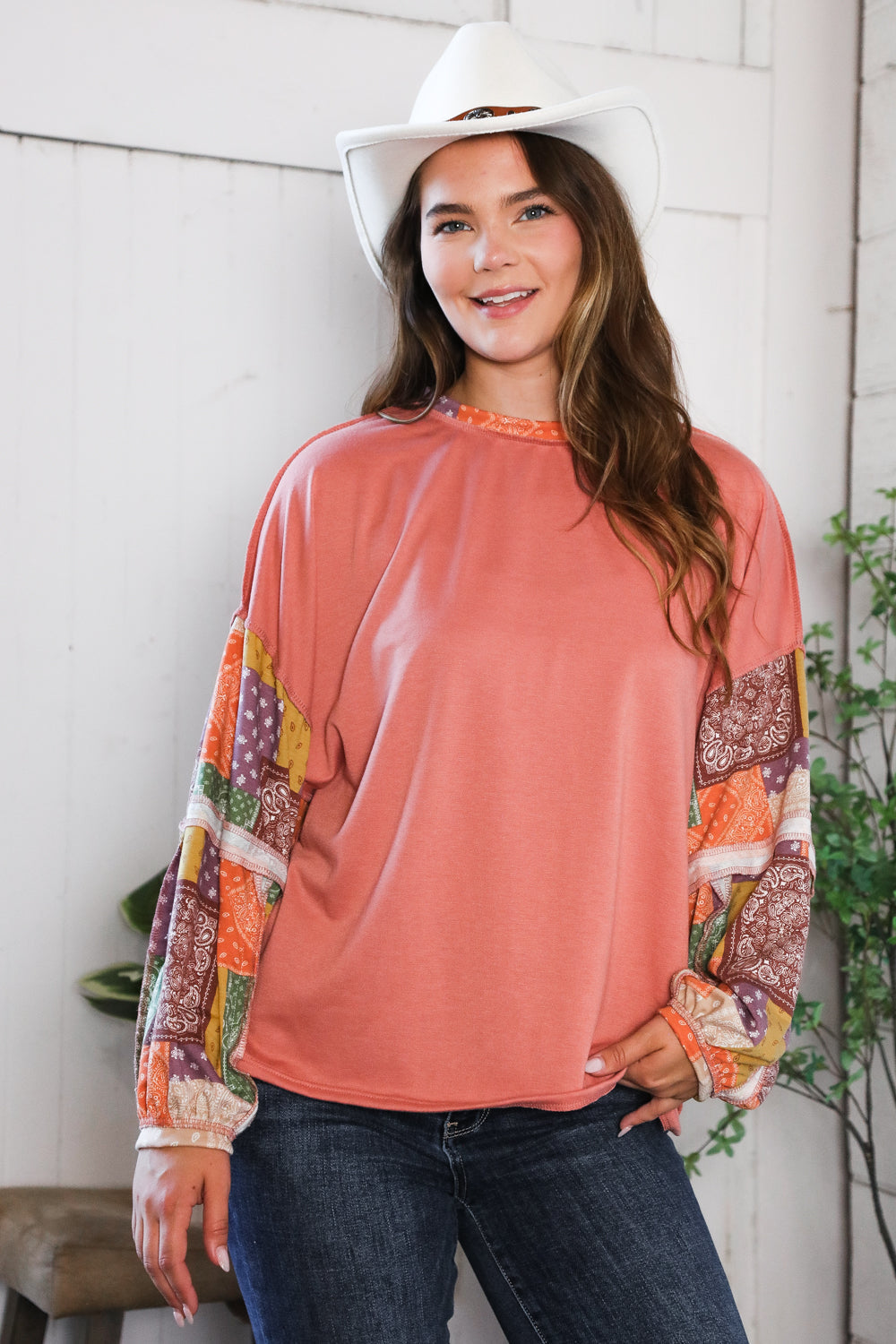 Wanderlust Patchwork Long Sleeve Top - Charming Charlie