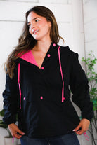 Glow Up Pink and Black Hooded Jacket - Charming Charlie