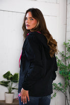 Glow Up Pink and Black Hooded Jacket - Charming Charlie