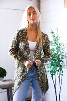 Lounging in Leopard Olive Cardigan - Charming Charlie