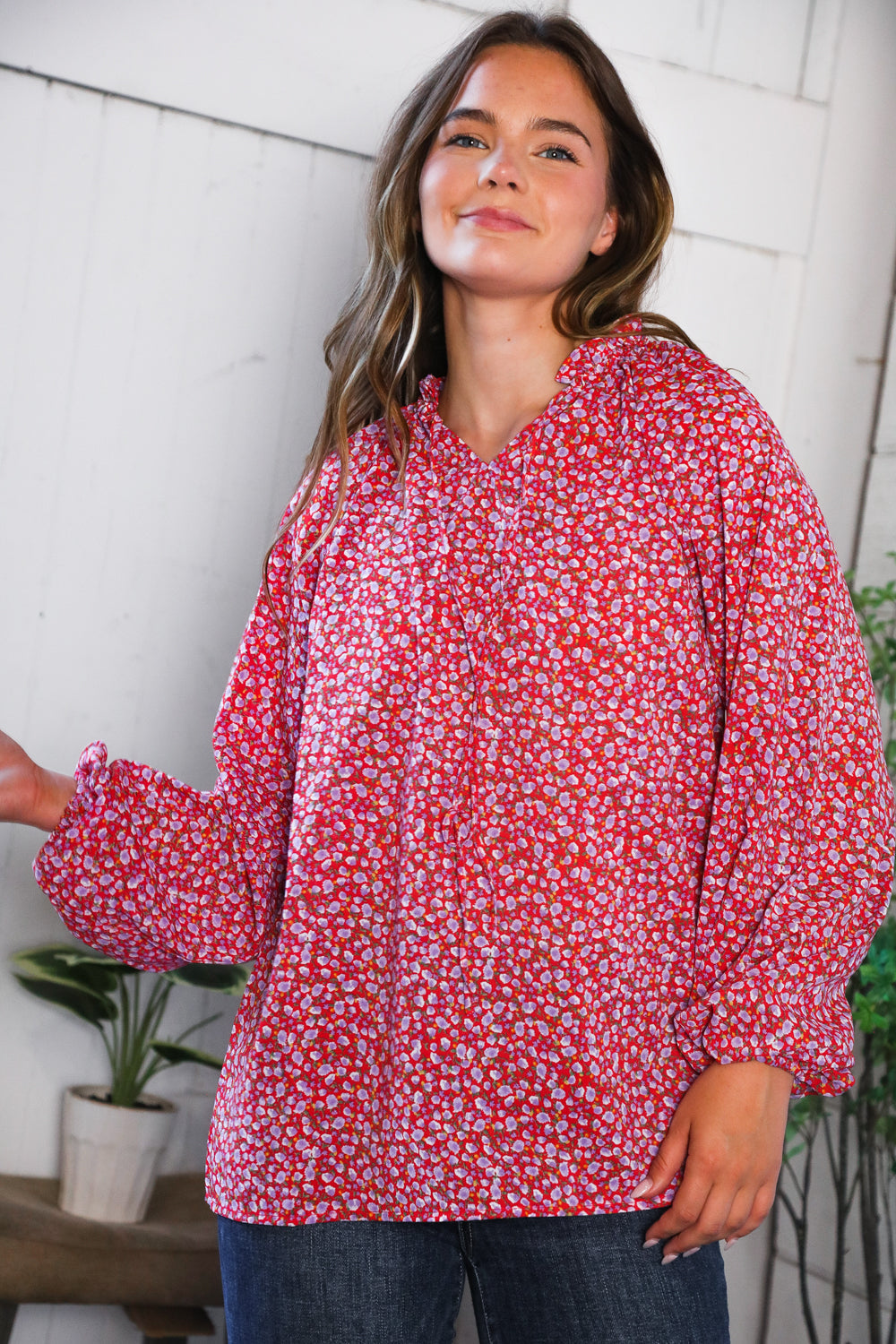 Poppy Daydream Floral Woven Blouse - Charming Charlie