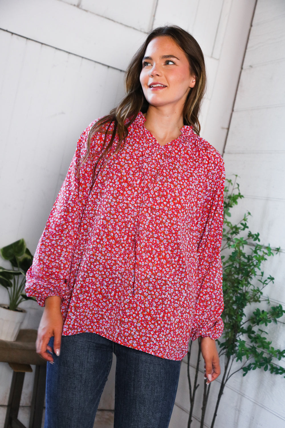 Poppy Daydream Floral Woven Blouse - Charming Charlie