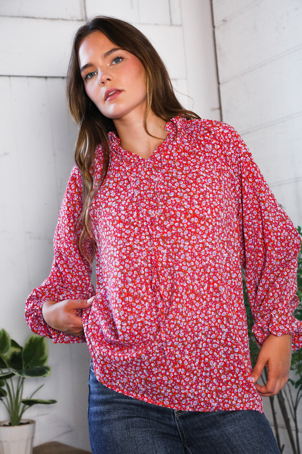 Poppy Daydream Floral Woven Blouse - Charming Charlie