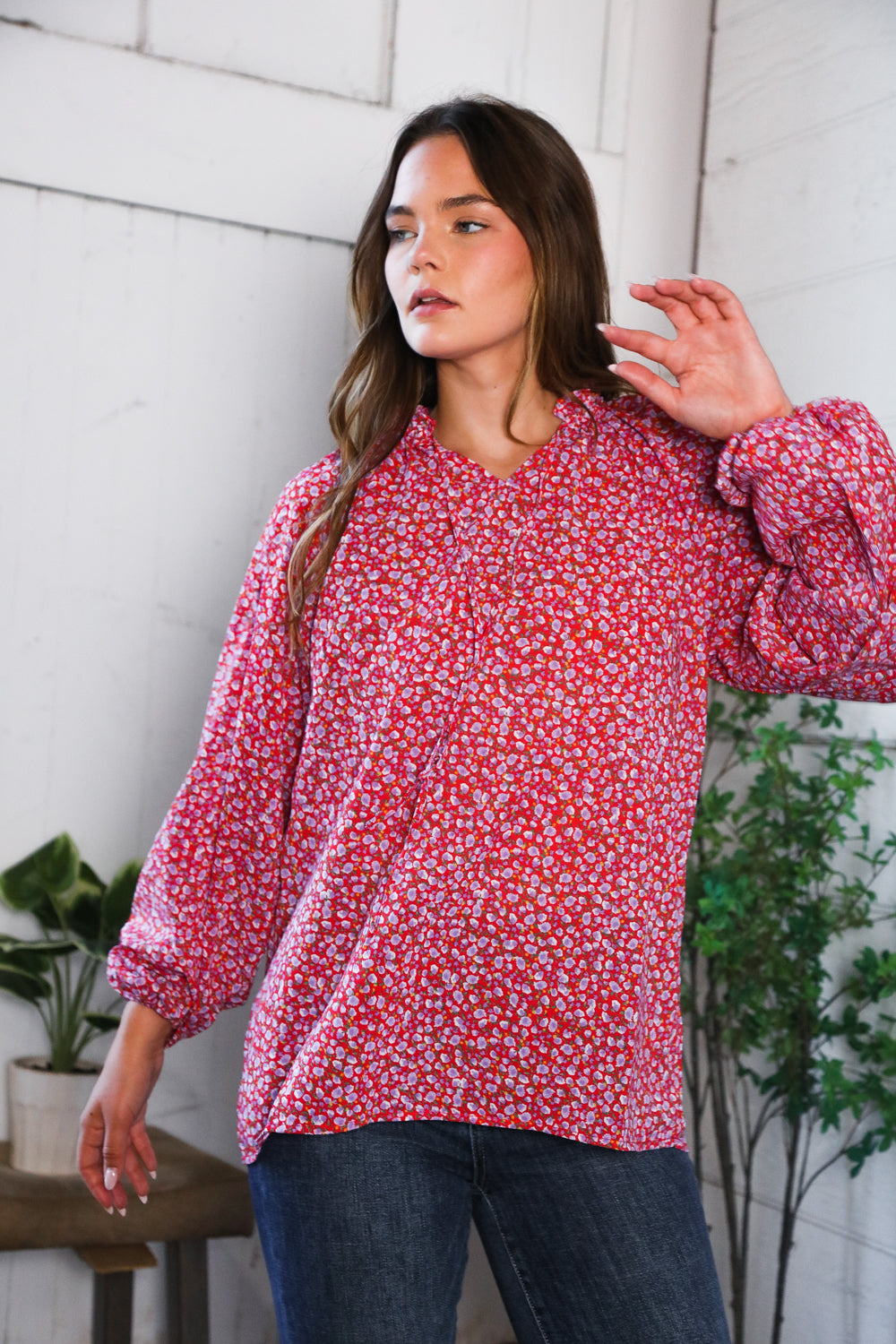 Poppy Daydream Floral Woven Blouse - Charming Charlie