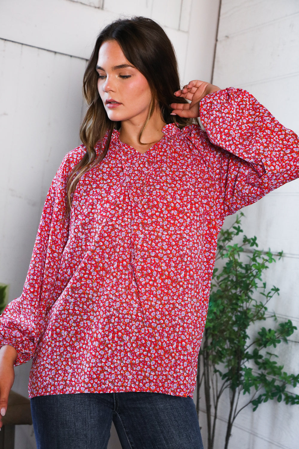 Poppy Daydream Floral Woven Blouse - Charming Charlie