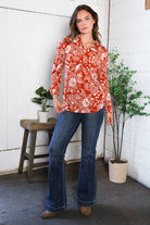 Vintage Botanical Rust Top - Charming Charlie