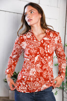 Vintage Botanical Rust Top - Charming Charlie
