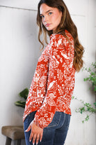 Vintage Botanical Rust Top - Charming Charlie