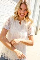 Classy Chic Ivory Swiss Dot Chiffon Button Yoke Lined Blouse - Charming Charlie