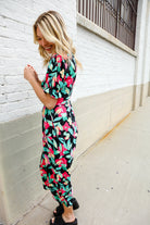 Spring Vibes Tropical Floral Ruffle Sleeve Wide Leg Jumpsuit - Charming Charlie