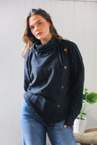 Buttoned Bliss Black Cozy Sweater - Charming Charlie
