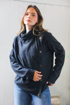 Buttoned Bliss Black Cozy Sweater - Charming Charlie