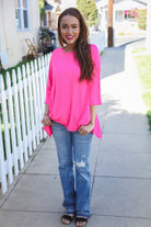 Be Bold Hot Pink Glitter Stud Scarf Hem Top - Charming Charlie
