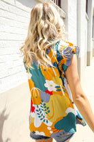 Be Bold Multicolor Abstract Print Flutter Sleeve Mock Neck Top - Charming Charlie