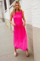 The Perfect Find Hot Pink Pointelle Sleeveless Side Slit Midi Coverup - Charming Charlie