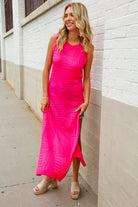 The Perfect Find Hot Pink Pointelle Sleeveless Side Slit Midi Coverup - Charming Charlie