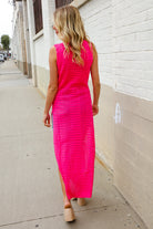 The Perfect Find Hot Pink Pointelle Sleeveless Side Slit Midi Coverup - Charming Charlie
