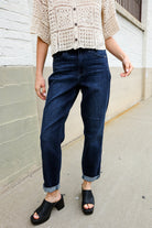 Judy Blue High-Rise Boyfriend Dark Blue Wash Jeans - Charming Charlie