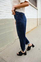 Judy Blue High-Rise Boyfriend Dark Blue Wash Jeans - Charming Charlie