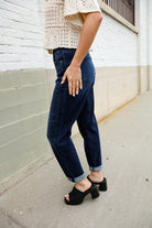 Judy Blue High-Rise Boyfriend Dark Blue Wash Jeans - Charming Charlie