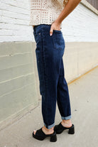 Judy Blue High-Rise Boyfriend Dark Blue Wash Jeans - Charming Charlie