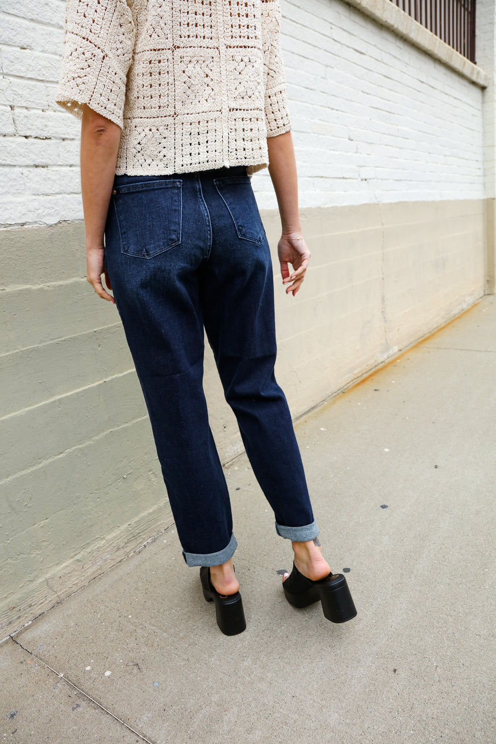 Judy Blue High-Rise Boyfriend Dark Blue Wash Jeans - Charming Charlie
