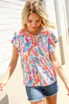 Perfect Find Ivory Floral Leaf Print Short Sleeve Babydoll Top - Charming Charlie