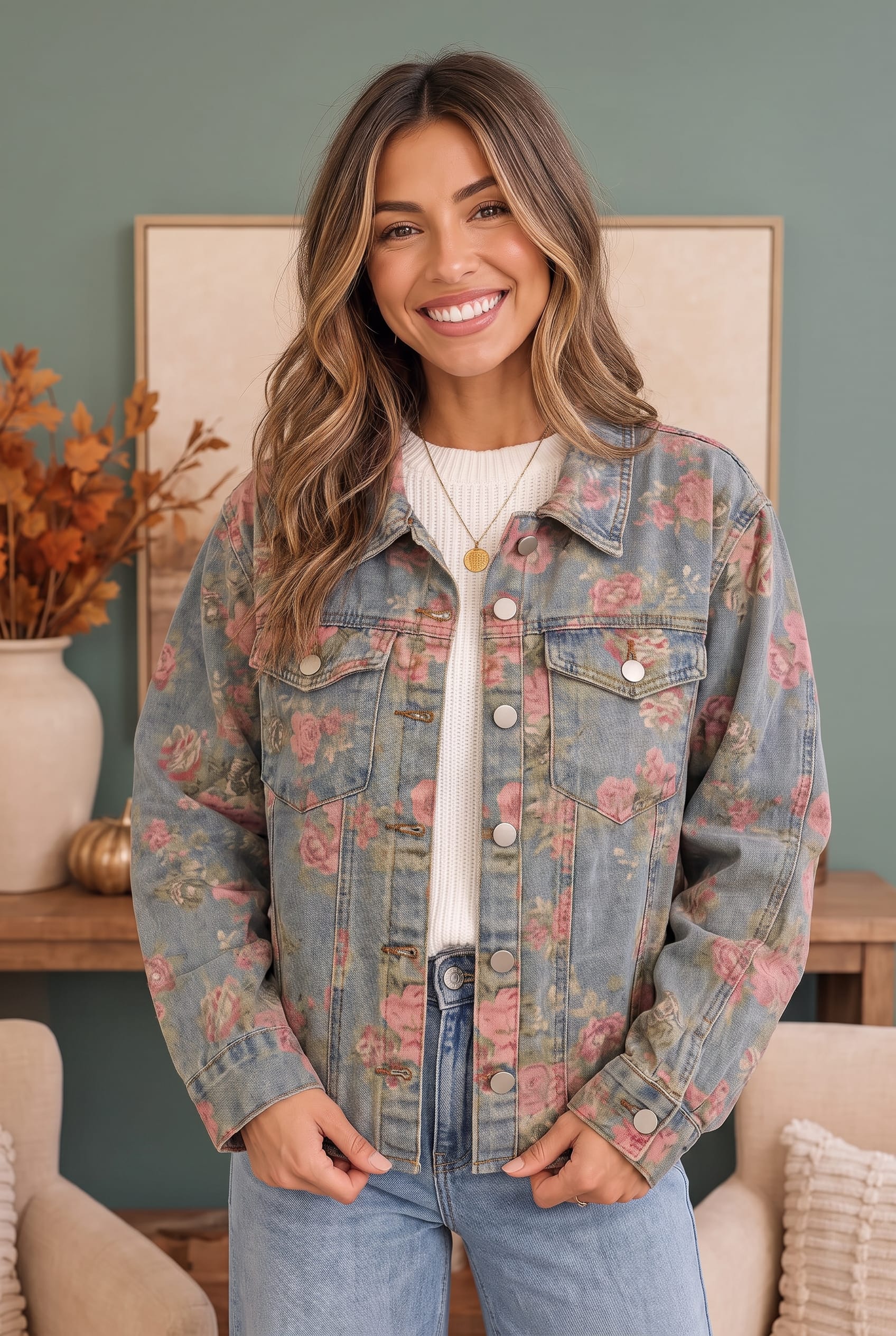 Rosy Days Floral Denim Jacket - Charming Charlie