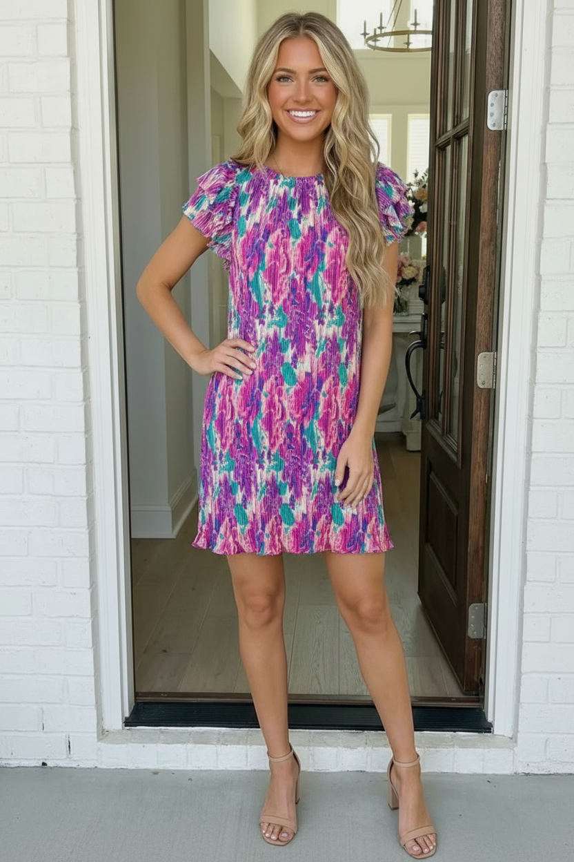 Pretty in Purple Pleated Mini Dress - Charming Charlie