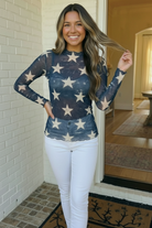 Star Gazer Long Sleeve Mesh Top - Charming Charlie