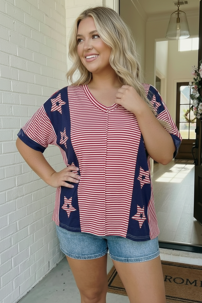 Stars and Stripes Forever Oversized Top - Charming Charlie