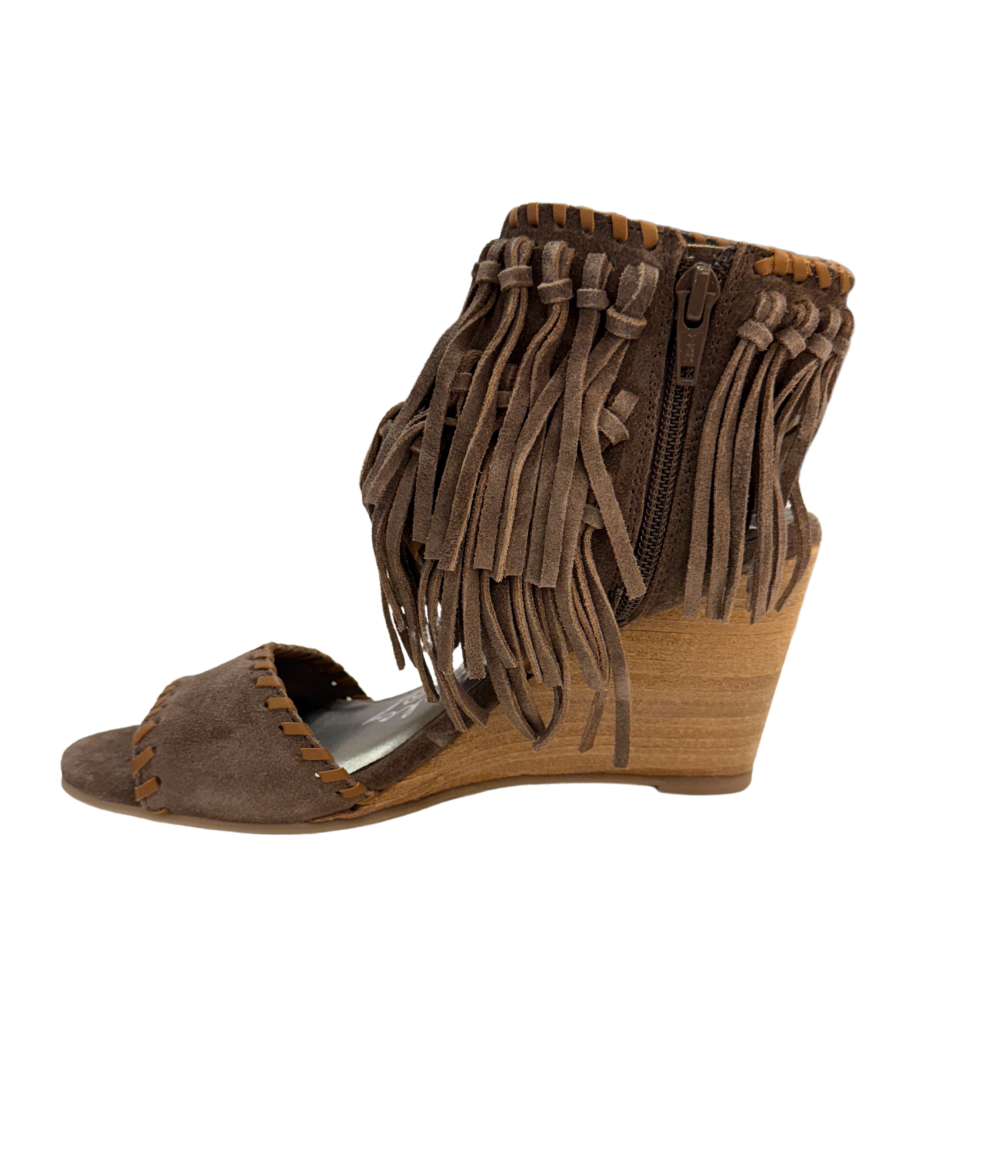 True Fringe Wedge in Taupe - Charming Charlie