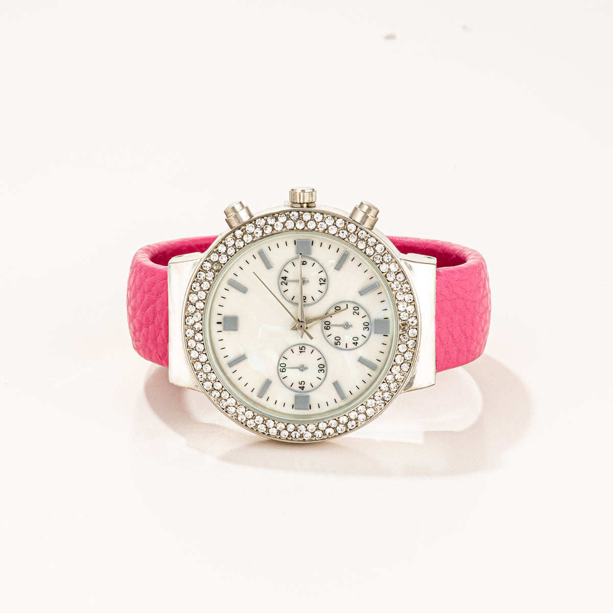 Bubble Pink Cuff Watch With Crystal Accents - Charming Charlie