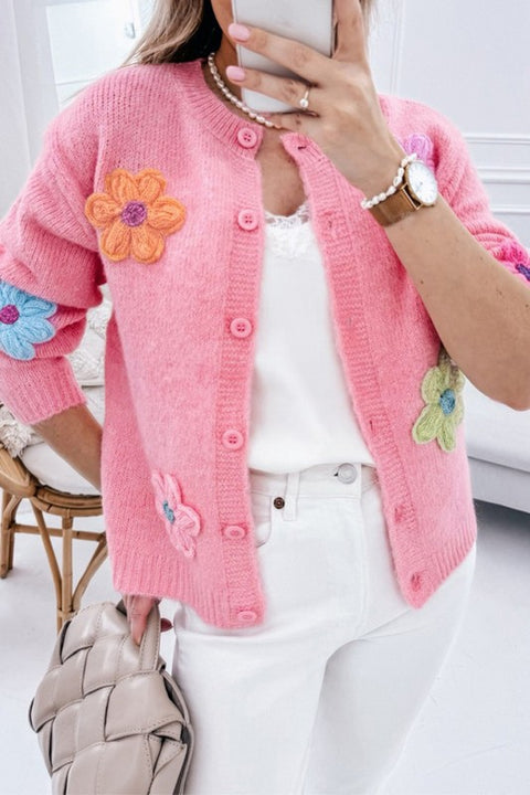 Floral Print Button-Up Knit Cardigan main image 0