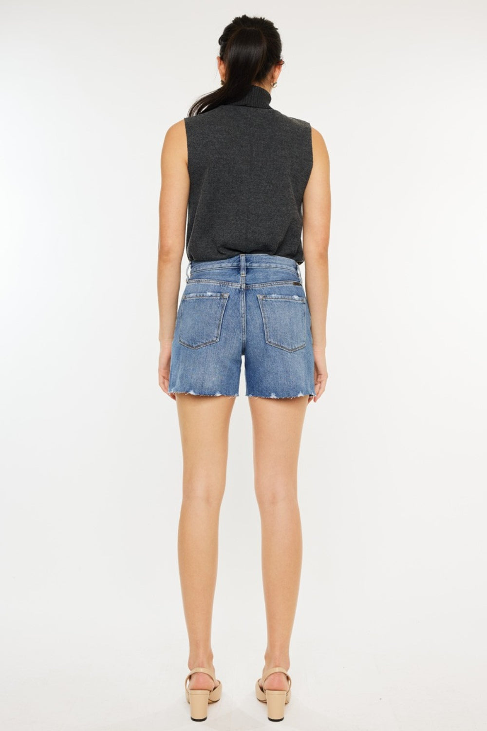 Kancan Distressed High Waist Denim Shorts - Charming Charlie