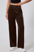 Drawstring Elastic Waist Straight Leg Pants - Charming Charlie