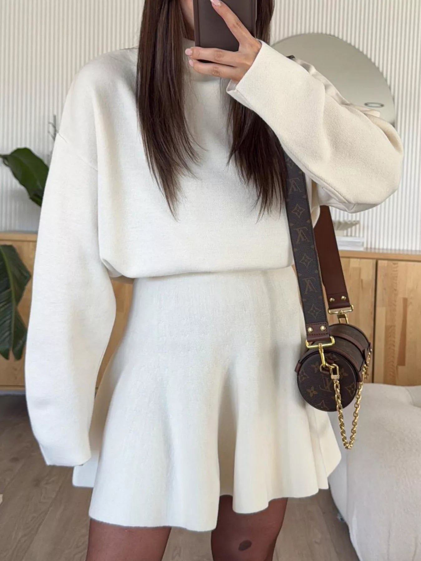 Round Neck Long Sleeve Mini Sweater Dress – Charming Charlie