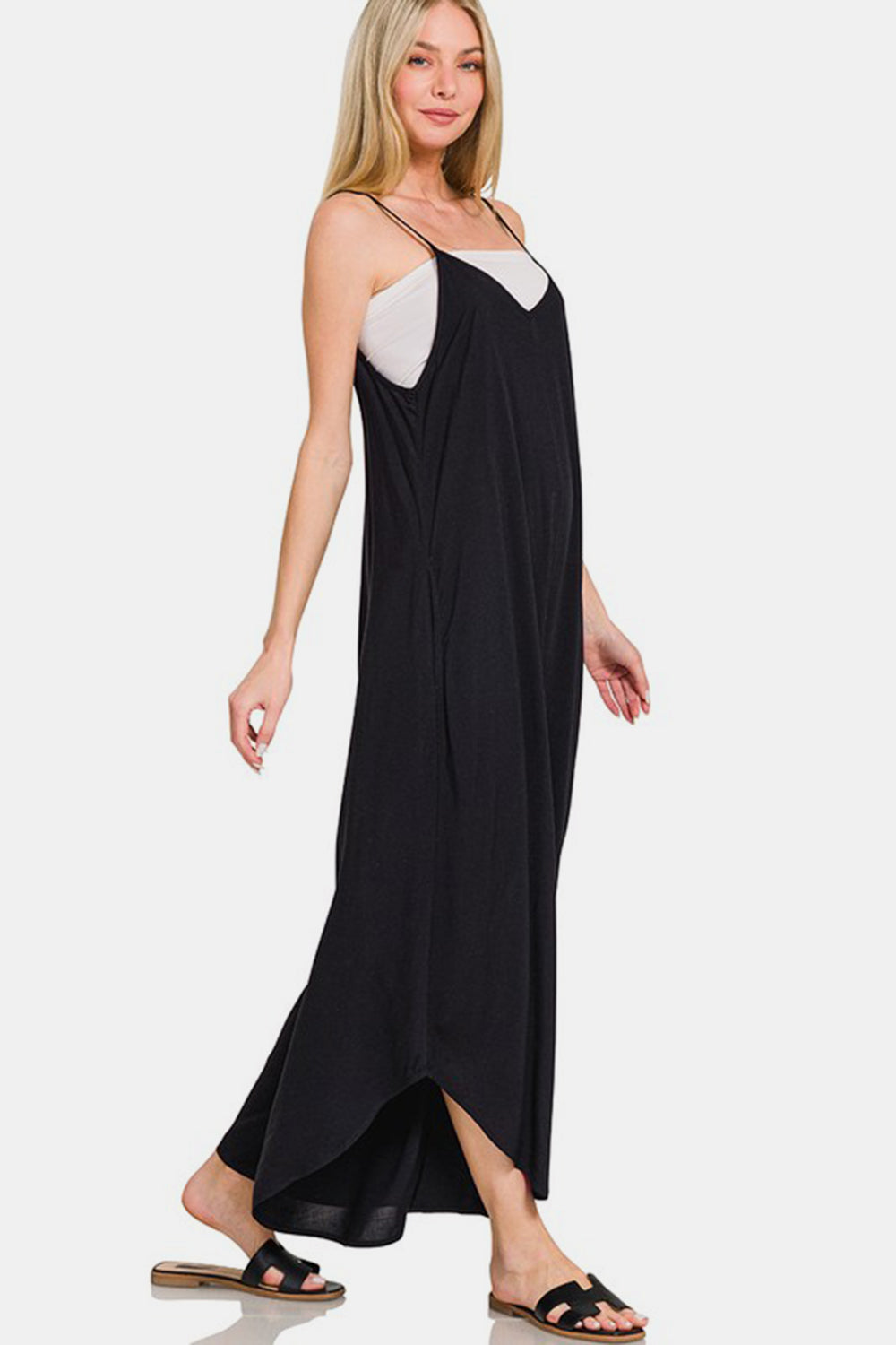 Zenana Spaghetti Strap Wide Leg Overalls with Pockets – Charming Charlie