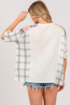SAGE + FIG Plaid Half Button Gauze Top - Charming Charlie