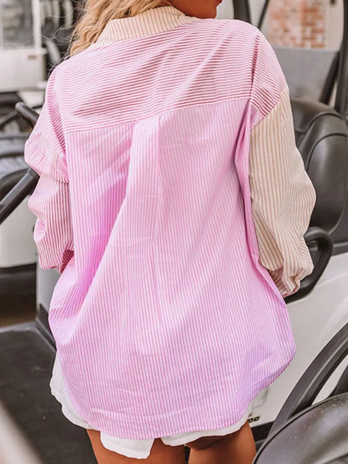 Plus size pink long sleeve shops shirt