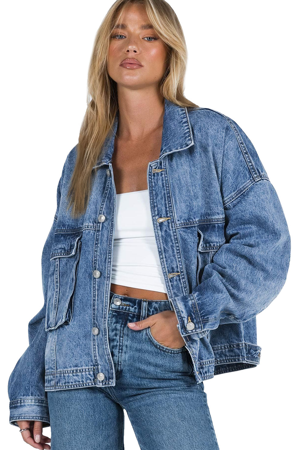 Collared Neck Button Up Jacket